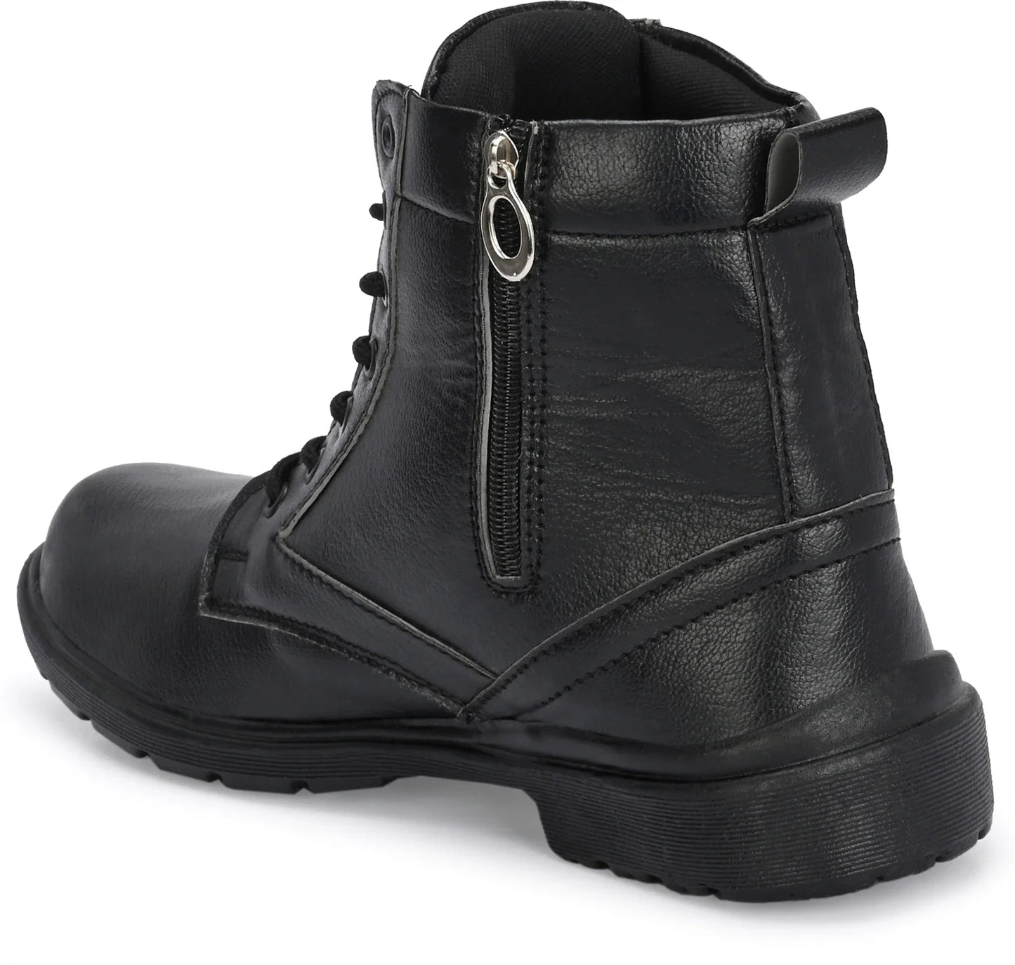 Shoe Island Men's Brown Leatherette Zipper Bike Riding Hiking High Ankle Long Boots For Men Boots For Men (Black , 8)
